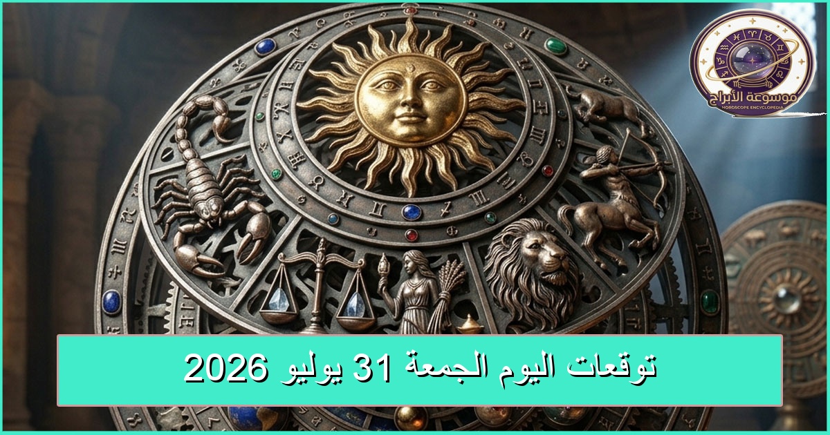 توقعات الأبراج اليوم الجمعة 31 يوليو 2026: الحدس يقودك نحو بداية جديدة توقعات الأبراج اليوم الجمعة 31 يوليو 2026: الحدس يقودك نحو بداية جديدة