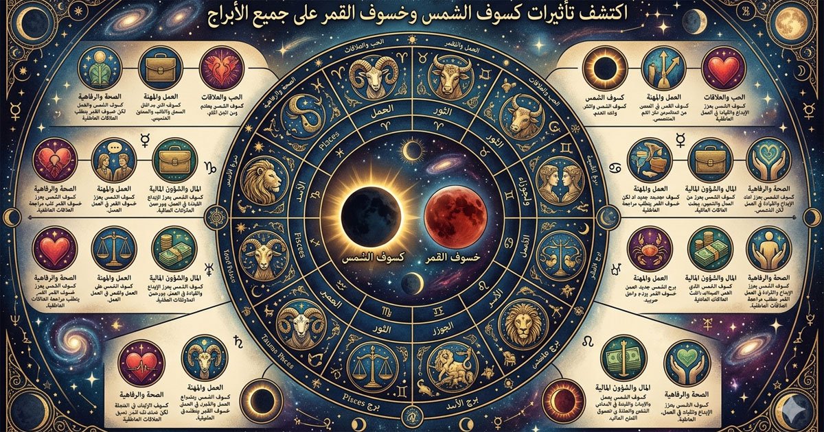 تأثيرات الكسوف على كل برج من الأبراج الفلكية | كيف يؤثر كسوف الشمس وخسوف القمر عليك؟